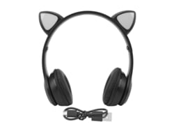 2026-auriculares Inalámbricos Plegables Con Orejas De Gato Luminosas Led 400mah Para Juegos Y Música Negro