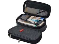Estuche Para Lápices Expandible, Estuche De Gran Capacidad, Organizador De Útiles Escolares Para Niños Y Niñas, Gris, Negro