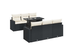 Conjunto 7 De Sofá De Jardín VIDAXL Negro Poli Ratán(100 x 55 x 73 cm)