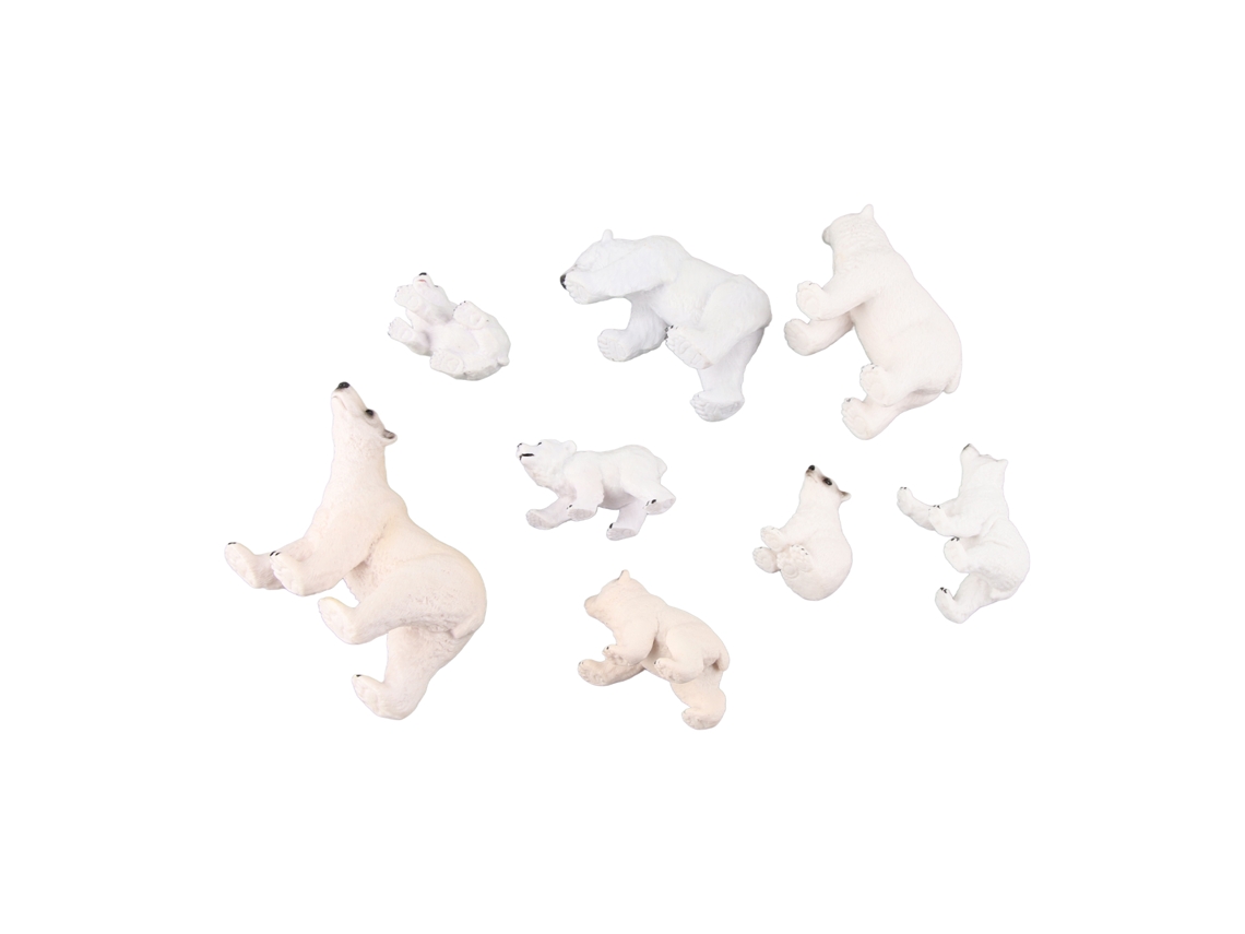 Juego De 8 Figuras De Osos Polares Esmaltadas Pintadas A Mano Para Niños Y Decoración.
