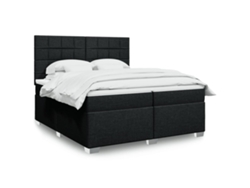Cama Box Spring Con Colchón Tela Negro 200x200 Cm