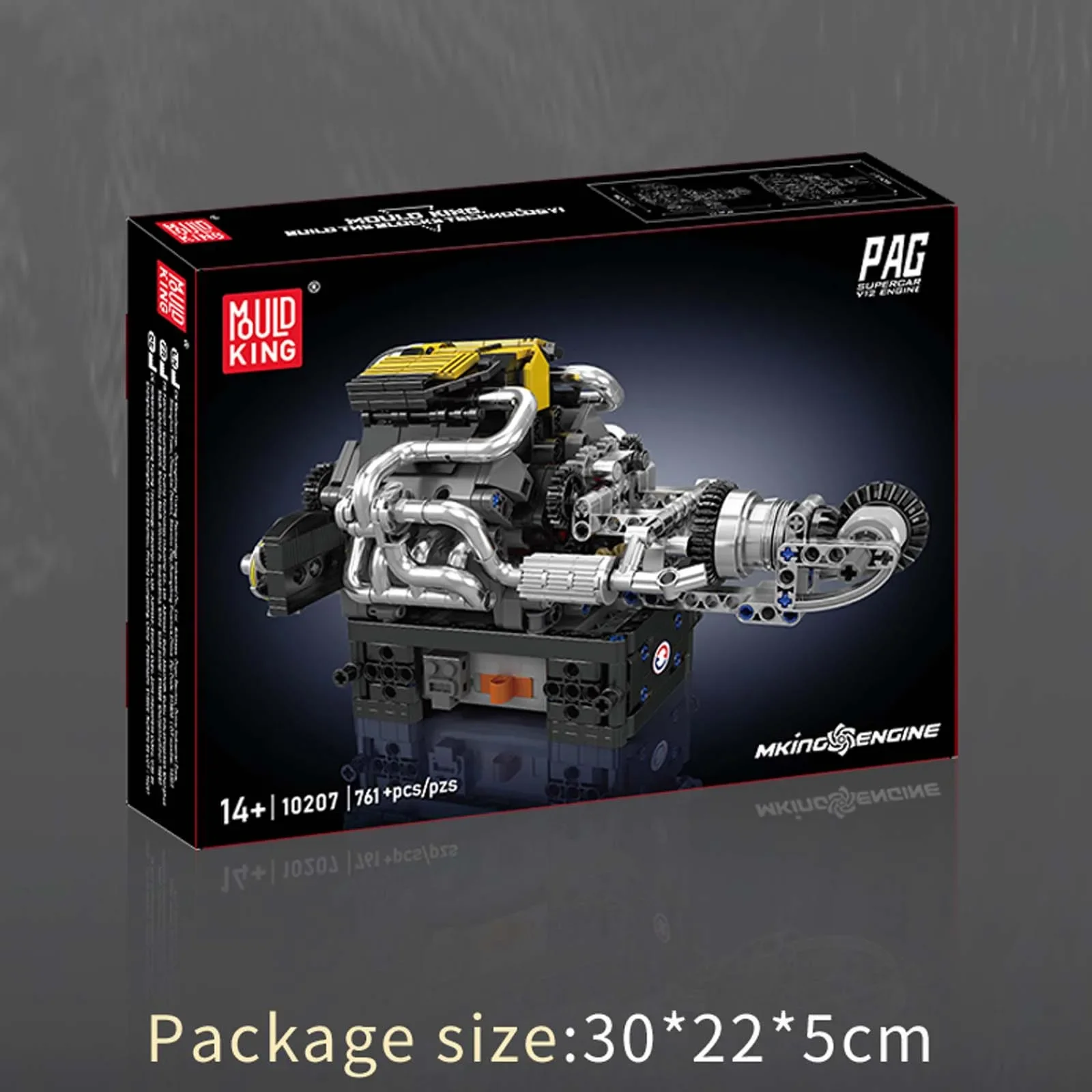 (761 Piezas) Piezas Técnicas Pag Supercar V12 Motor Bloque De Construcción Modelo De Simulación Eléctrica