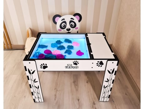 Mesa con silla para niños, caja de arena iluminada Panda divertido DANNYFUNNY