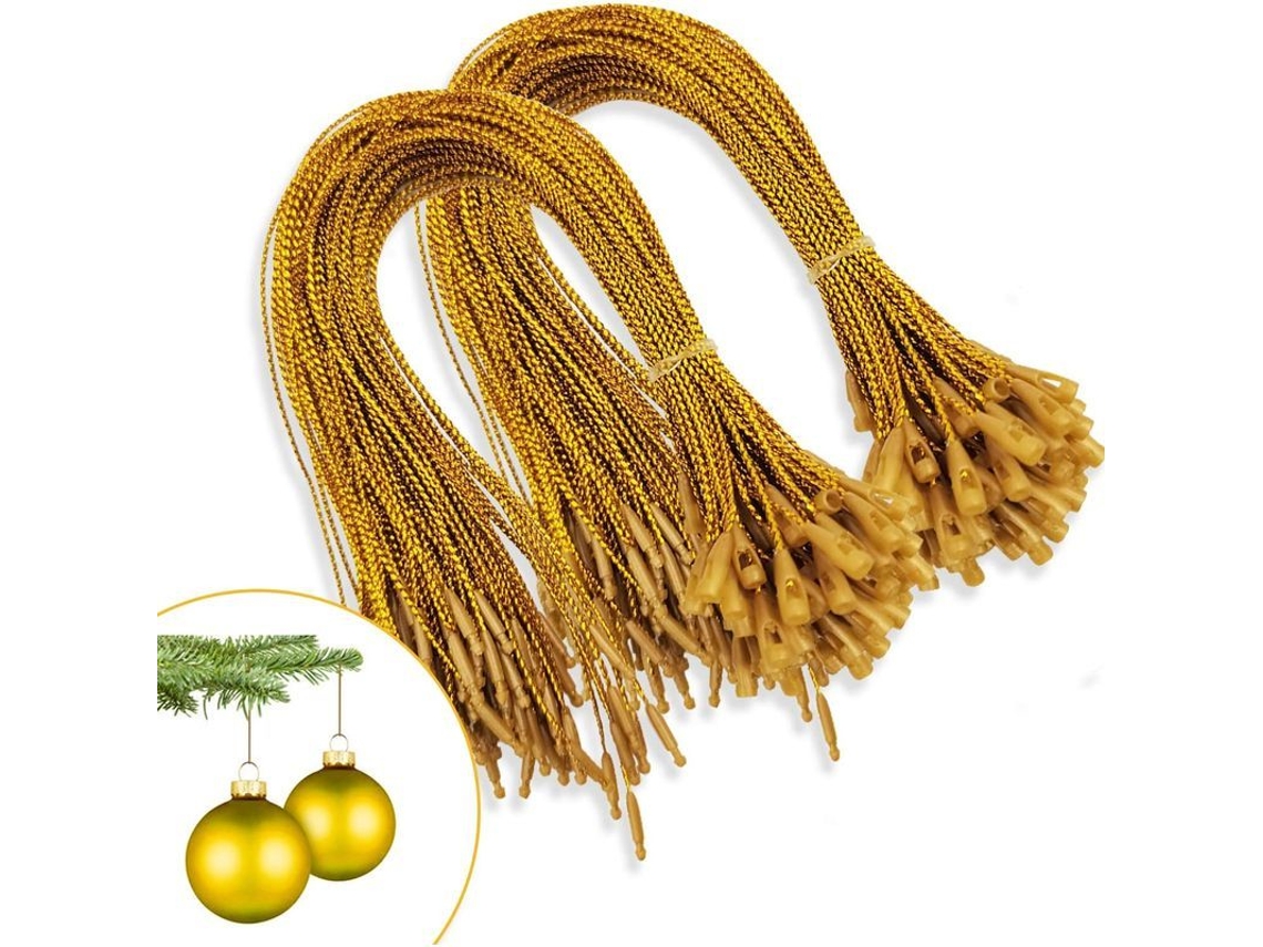 Cuerdas Colgantes Para Adornos De Navidad 200pcs Oro Precortadas Con Broche Snap Para Árbol De Navidad