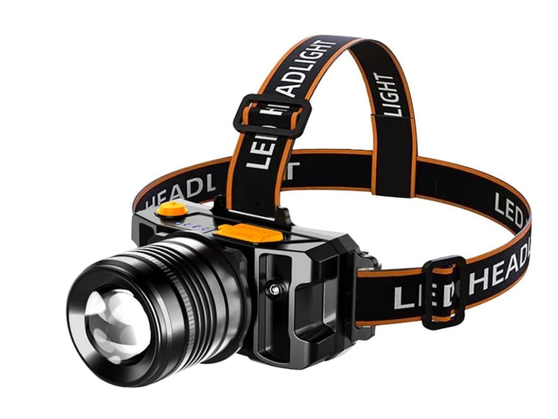 Linterna Frontal Caza Zoom Sensor 3 Modos Indicador Negro