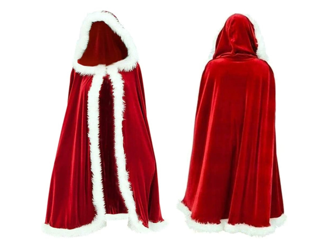 Capa Roja De Papá Noel Con Capucha De 150 Cm Para Fiestas Navideñas Y Cosplay.