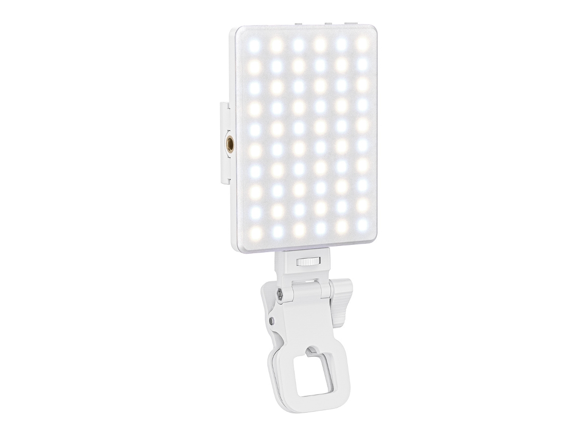 Luz para selfies Eifson de 60 LED con clip frontal y trasero, recargable, con 3 modos de iluminación (blanca)