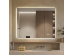 Espejo LED de 7x9 cm, sin marco, retroiluminado, ajustable táctilmente, 3 colores de luz, antivaho, HD, sin cobre, vertical/horizontal, plateado