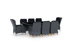 unidades Conj. Jantar Exterior C/ Almofadões Vime Pe Cinza Escuro Dkd Home Decor