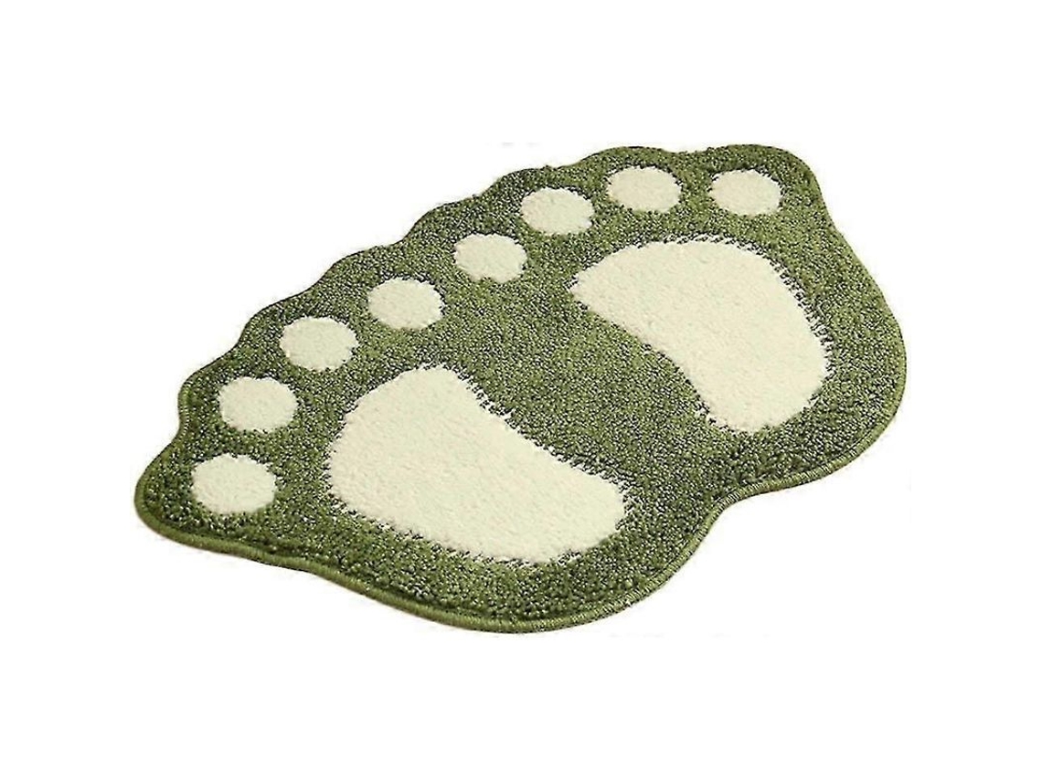 Alfombrilla De Baño Suave Con Forma De Pie, A Prueba De Derrames, Absorbente, Lavable, 40 Cm X 60 Cm, Verde.