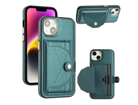 Funda Mobile Phone Cases Shockproof With Card para iPhone 13 Piel Marrón