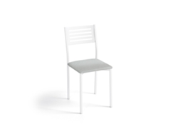 Cadeira de Cozinha Kati Branca 38x86x47cm Couro Sintético Prateado FANMUEBLES