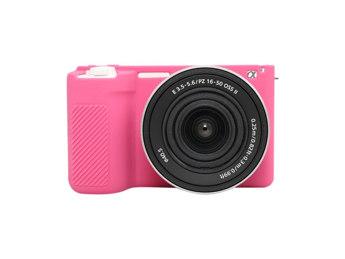 Capa Protetora De Silicone Macio Brilhante Para Sony Zv-e10 Ii / Zv-e10m2 Rosa Vermelha