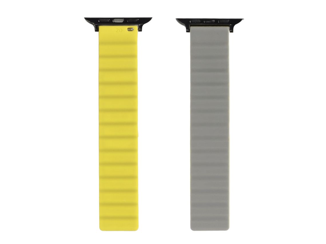 Correa Magnética De Silicona Ajustable Para Apple Watch Compatible Con Iwatch Series 7-1 Se 42-45mm Gris Amarillo