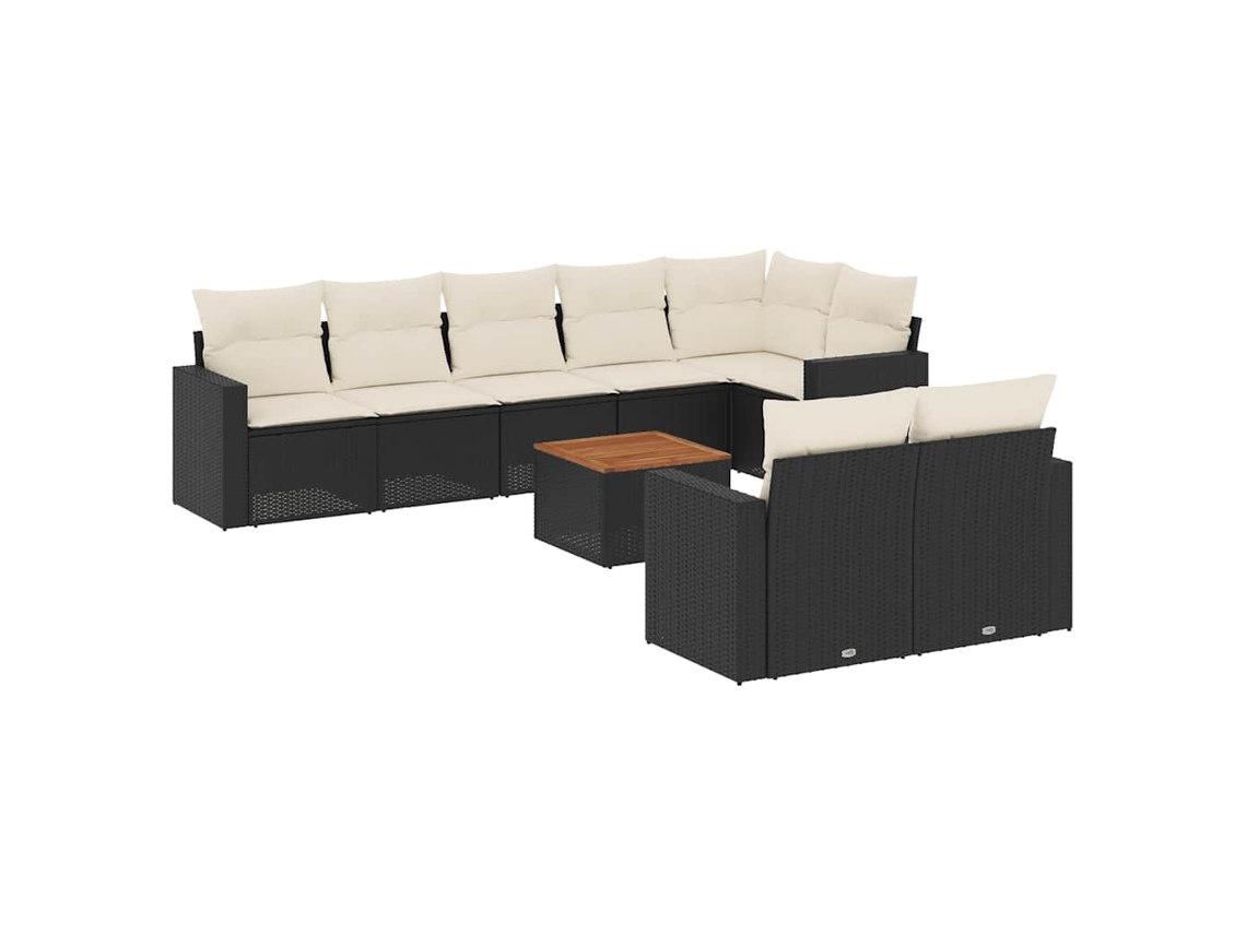 Maison Exclusive - Set De Sofás De Jardín 8 Piezas Y Cojines Ratán Sintético Negro