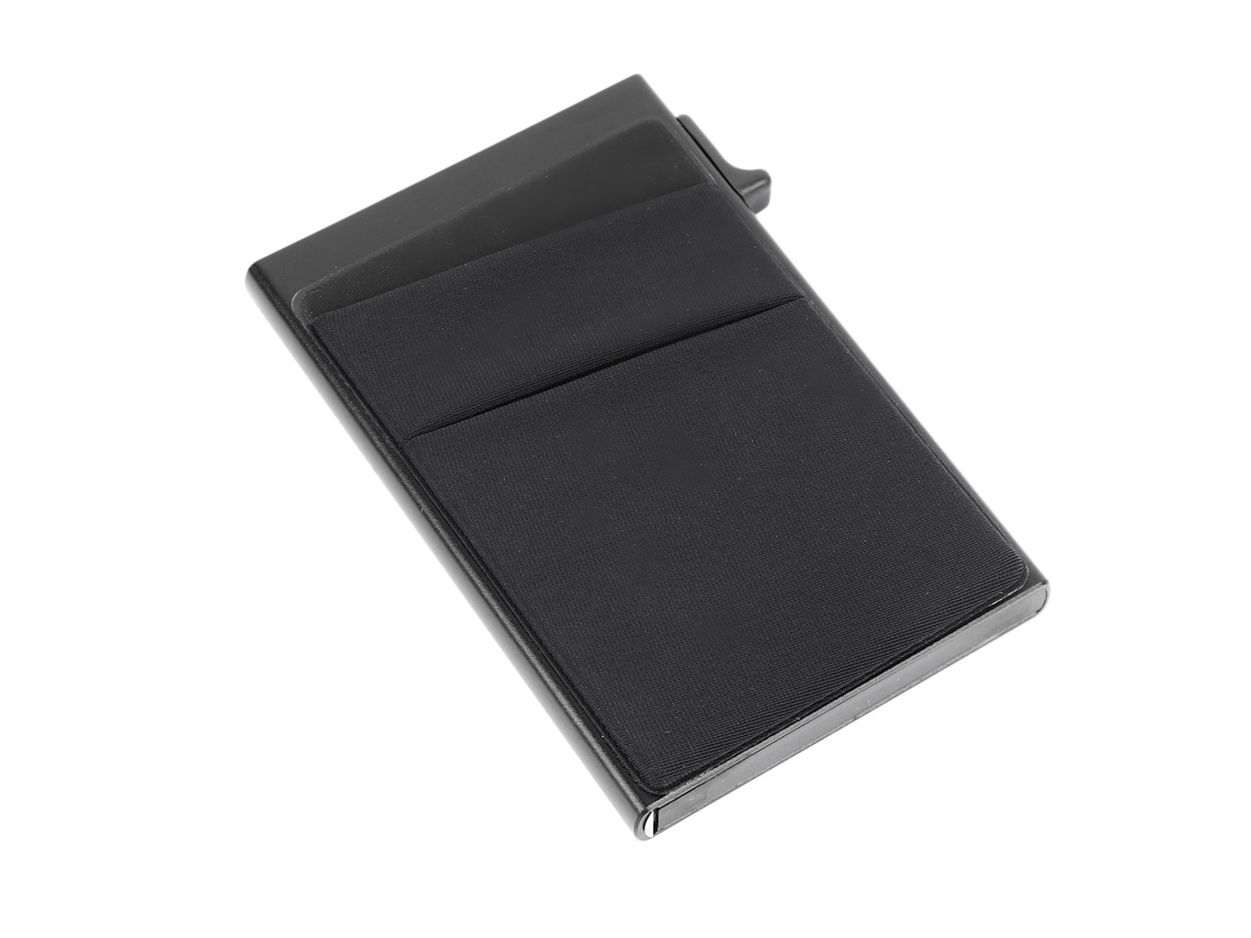 Cartera Delgada Minimalista Para Hombre Con Tarjetero Y Protección Lateral Segura, De Aleación De Aluminio Negro.
