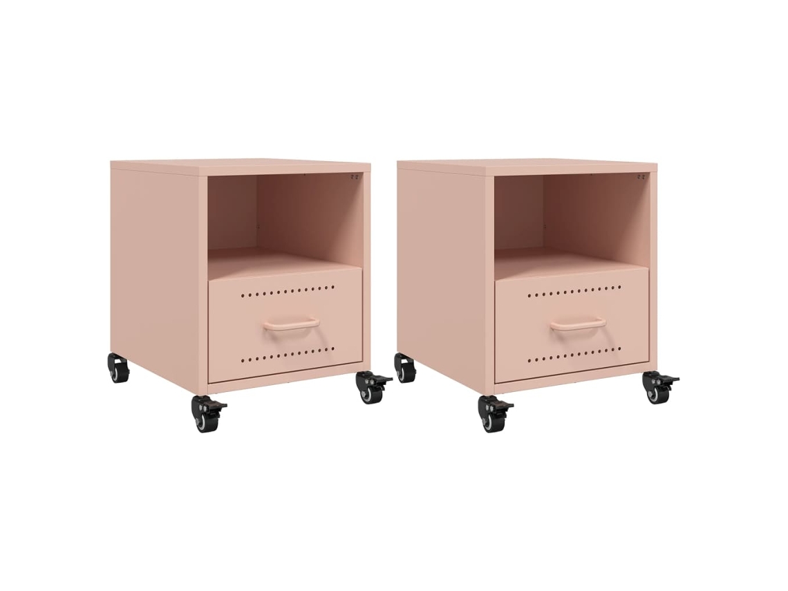 Maison Exclusive - Mesitas De Noche 2 Unidades Acero Rosa 36x39x43,5 Cm