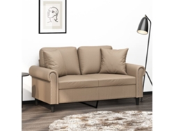 Sofá De 2 Plazas | Sofá De Salón | Sofá De Descanso Con Cojines Cuero Sintético Capuchino 120 Cm Wsd455301