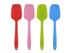 Espátulas de silicona Rebe, resistentes al calor hasta 260 °C (500 °F), sin costuras, con mango de acero inoxidable, juego de 4, color rojo.