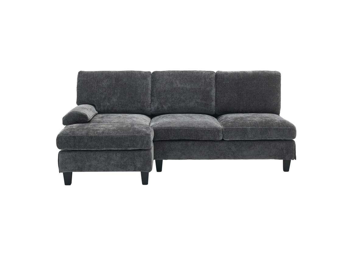 Sofá 3 Plazas 194x118x81 Cm - Lateral, Cama Y Lounge, Para Salón Y Dormitorio - Gris