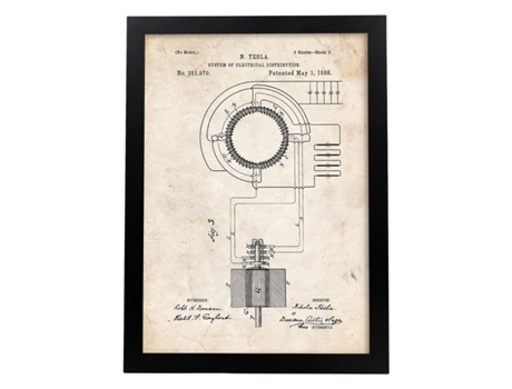 Póster NACNIC con Patente de Sistema de Distribucion Electrica. con Diseño de Patente Antigua.
