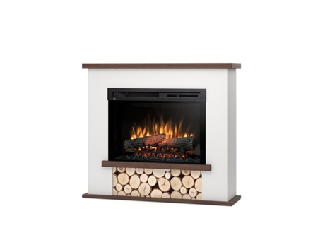 Chimenea eléctrica LED de pie TULA 26' Blanco mate / Roble 100 x 88 x 28 OUTINFIRE