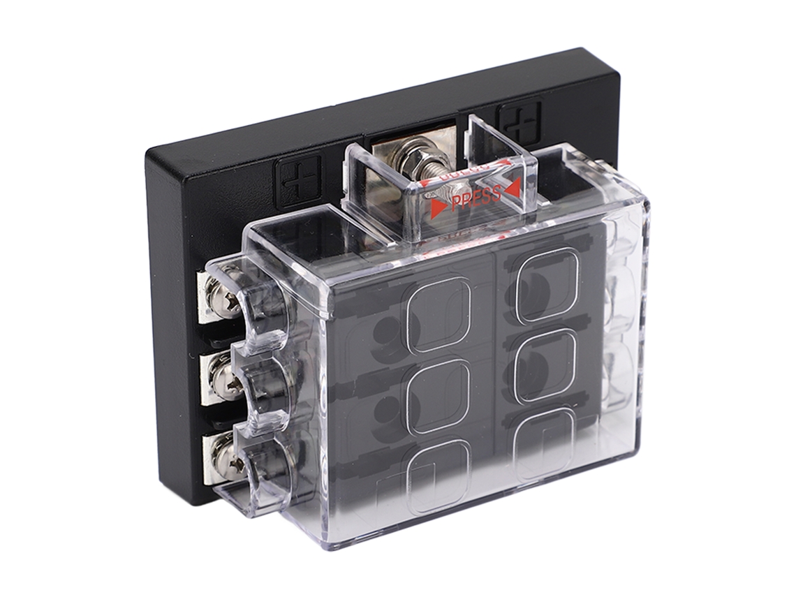 Veloriskku-panel De Fusibles Blade Atc Ato Impermeable De 6 Vías Con Bus Negativo Para Automóvel, Rv, Reboque, Camião 12‑36vdc
