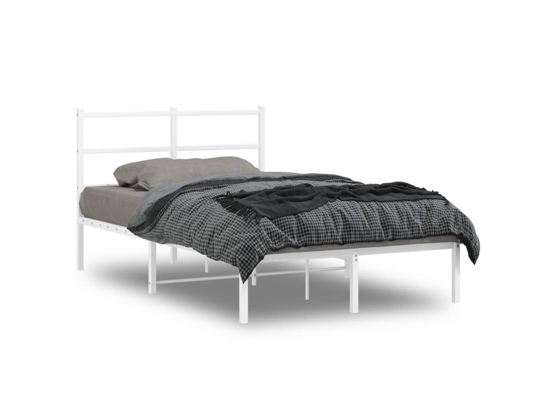 Estructura Cama Sin Colchón Con Cabecero Metal Blanco 120x190cm