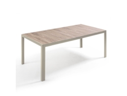 Mesa De Jardín De Aluminio Y Cerámica Con Efecto Madera 206 Cm Crema