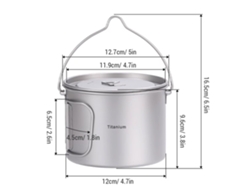 Olla De Camping De Titanio Con Tapa Y Asas Plegables Para Acampar Y Hacer Senderismo Al Aire Libre.