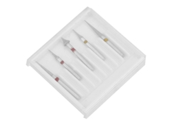 Juego de 5 brocas de corte dental de alta velocidad y herramientas de pulido para dentistas.