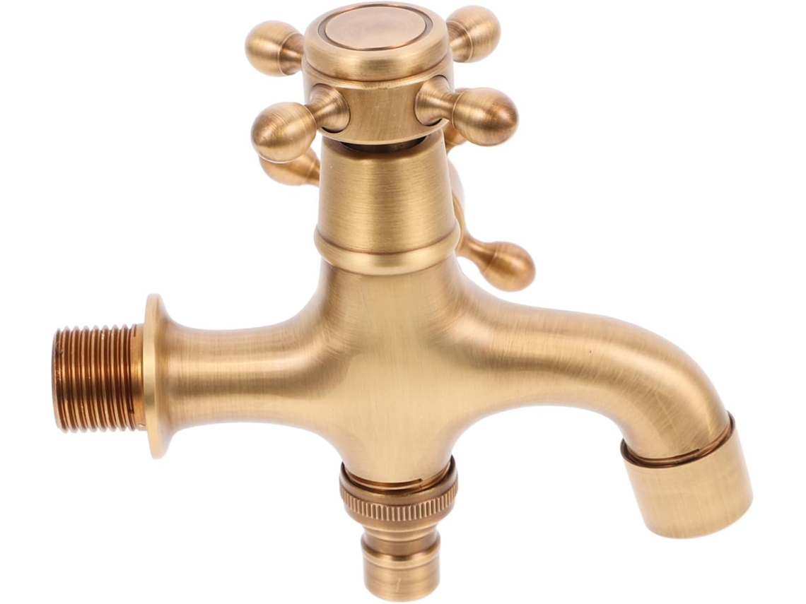 Grifo Mezclador Doble De Baño De Latón Antiguo Europeo Para Montaje En Pared (1 Pieza)