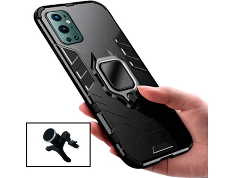 Kit Carcasa y Soporte Magnético Auto Reforzado OnePlus 9 Pro PHONECARE Military Defender Negro