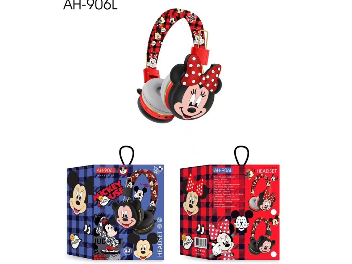 Auriculares Inalámbricos Ah Mickey Minnie Hifi Plegable Anime YIZHOOD Bluetooth Negro