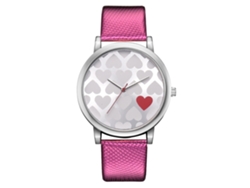 Reloj De Pulsera De Cuarzo Para Mujer Con Correa De Pu, Diseño Moderno, Rosa Y Rojo.