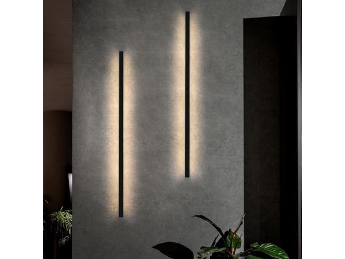2x Apliques de pared LED modernos para interiores, 100 cm, 34 W, para pasillo, alto, bajo, blanco cálido, negro, Nettlife
