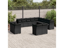Conjunto de 13 sofás de jardín con cojines de mimbre sintético negro, Dkd Home Decor