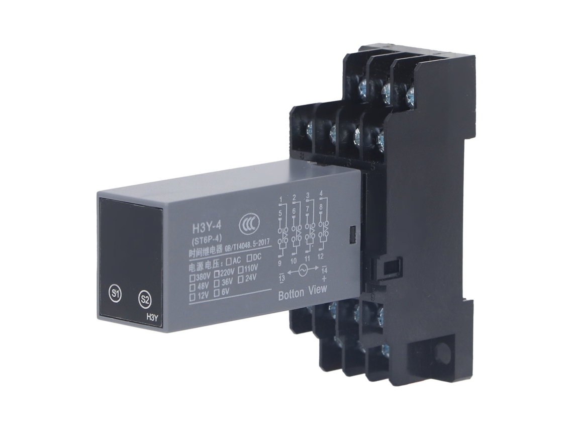 Relé De Retardo De 4 Canales Con Pantalla Digital Multifuncional Para Farolas Industriales De 36 V Ca Con Base.