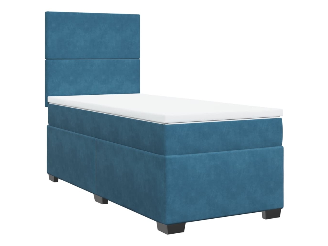 Maison Exclusive - Cama Box Spring Con Colchón Terciopelo Azul 100x200 Cm