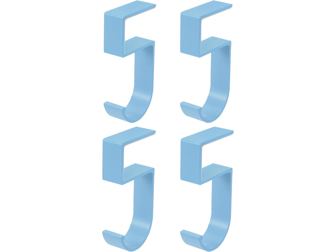 Juego De 4 Ganchos De Escritorio Azules Sin Necesidad De Taladrar, Ideales Para Paquetes Y Auriculares.