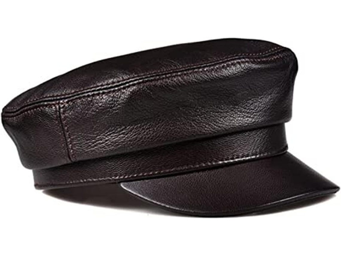 Casquette De Baseball En Cuir Véritable – Chapeau Béret Élégant Homme Et Femme (noir, Grand)