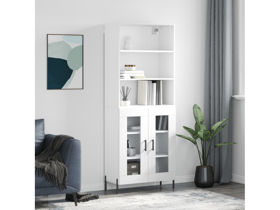Aparador Alto Madera Contrachapada Blanco 69,5x34x180 Cm
