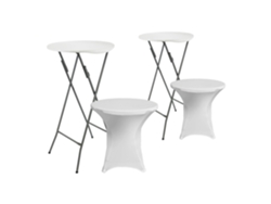 Set 2 Mesas Plegables Redondas Con Fundas Para Catering 61x105cm 7house