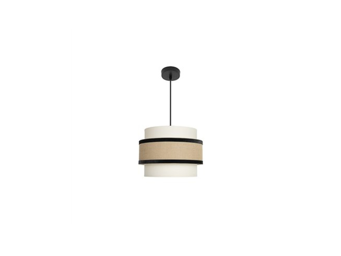 Luminária Pendente Cornalina, Ø30cm, Altura Regulável, 1xe27 , Bege E Preto Fabrilamp (lâmpada Não Incluída)