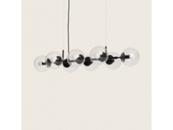 LEDKIA Lámpara Colgante Metal y Cristal Wassily 8 Focos Negro
