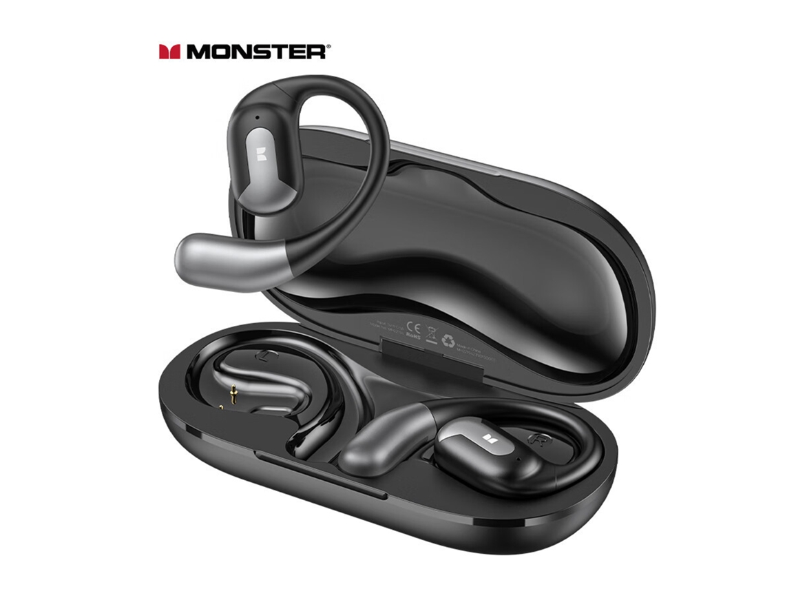 Auriculares Deportivos Inalámbricos Monster Ac317 De Oído Abierto Con Bluetooth 5.4, Gancho Antipérdida, Cancelación De Ruido Estéreo, Micrófono Integrado Y Resistencia Al Agua.
