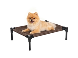 Cama Elevada Cães Gatos Portátil Malha Respirável Oxford 61x46x18 Marrom