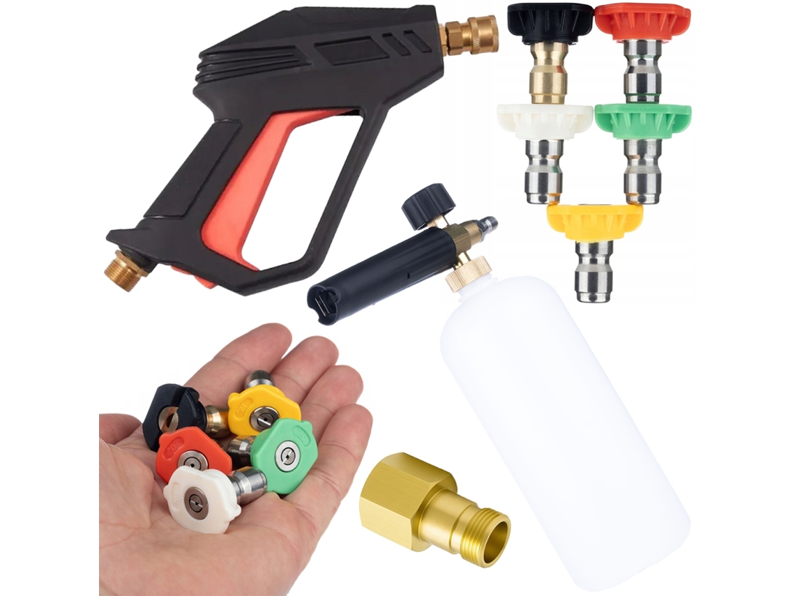 Set De Accesorios Para Hidrolimpiadora – Pistola M22, Boquillas 5-en-1, Adaptador Easy!lock, Canon De Espuma 1l | 275 Bar
