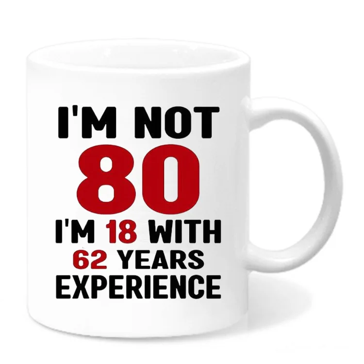 (80 Años, 330 Ml) Taza De Cerámica Forever 18 Para Café, Té Con Leche Y Agua, Juego De Vasos Y Tazas Para El Hogar.