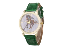 Reloj Casual Unisex De Cuero Pu Reloj De Pulsera De Quartzo (verde)